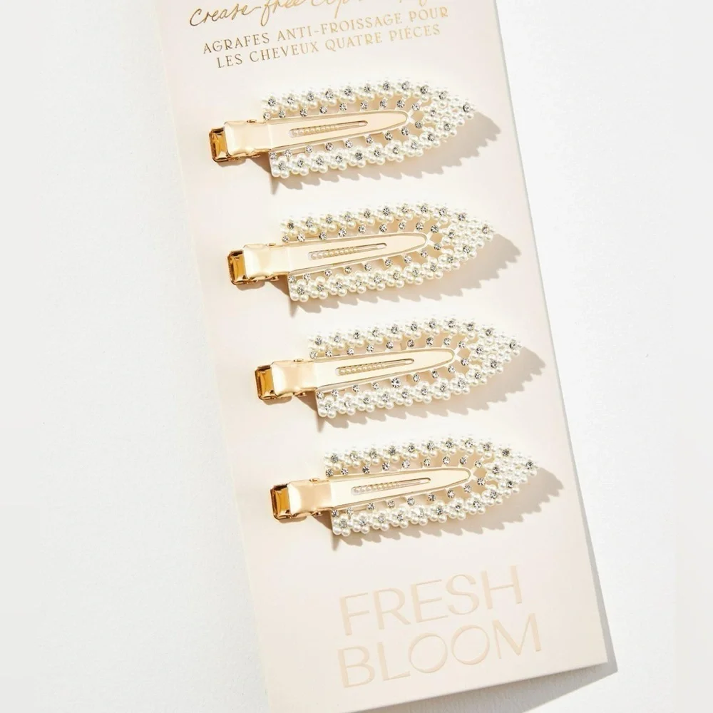 Anthropologie Pearl hair clips Fresh Bloom Gold and Silver Hair Clips
